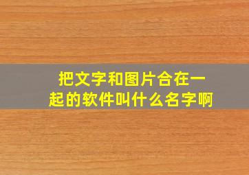 把文字和图片合在一起的软件叫什么名字啊