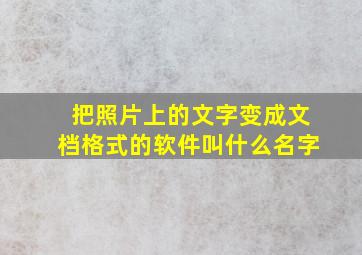 把照片上的文字变成文档格式的软件叫什么名字