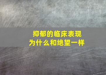 抑郁的临床表现为什么和绝望一样