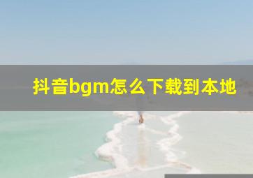 抖音bgm怎么下载到本地