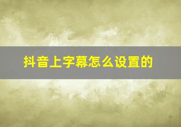 抖音上字幕怎么设置的