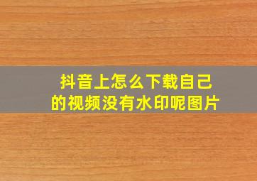 抖音上怎么下载自己的视频没有水印呢图片