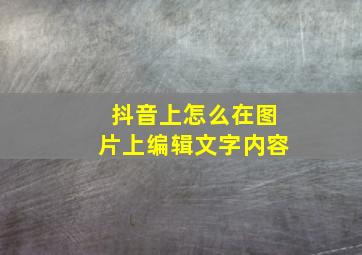 抖音上怎么在图片上编辑文字内容