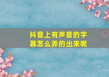 抖音上有声音的字幕怎么弄的出来呢