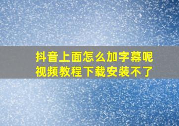 抖音上面怎么加字幕呢视频教程下载安装不了