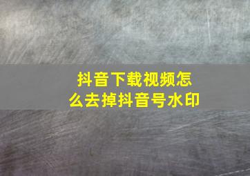 抖音下载视频怎么去掉抖音号水印