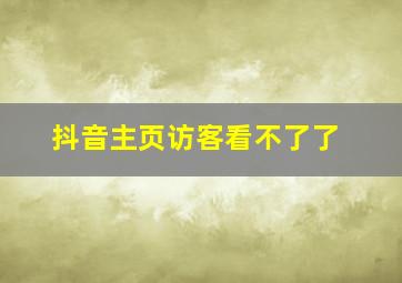 抖音主页访客看不了了