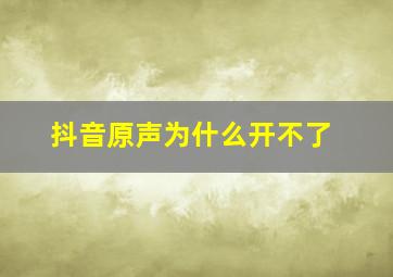 抖音原声为什么开不了