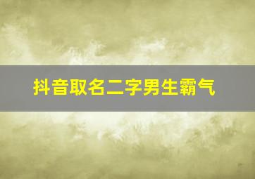 抖音取名二字男生霸气