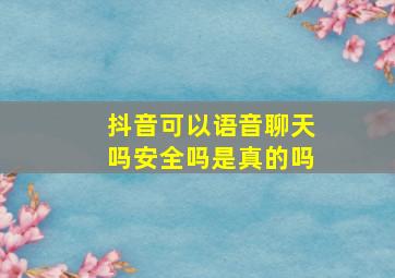 抖音可以语音聊天吗安全吗是真的吗