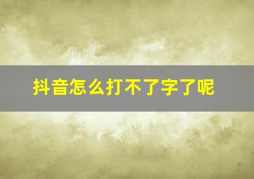 抖音怎么打不了字了呢