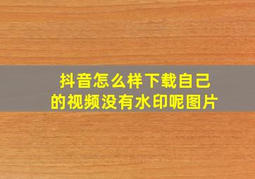 抖音怎么样下载自己的视频没有水印呢图片