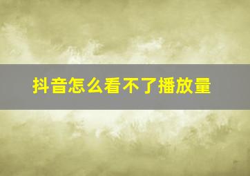 抖音怎么看不了播放量