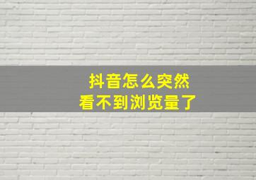 抖音怎么突然看不到浏览量了