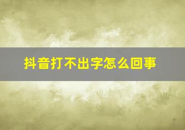 抖音打不出字怎么回事