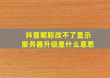 抖音昵称改不了显示服务器升级是什么意思