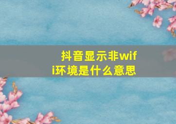 抖音显示非wifi环境是什么意思