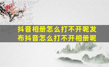 抖音相册怎么打不开呢发布抖音怎么打不开相册呢