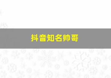 抖音知名帅哥