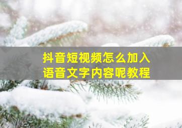 抖音短视频怎么加入语音文字内容呢教程