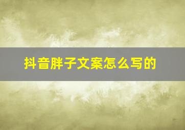 抖音胖子文案怎么写的