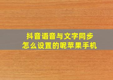 抖音语音与文字同步怎么设置的呢苹果手机