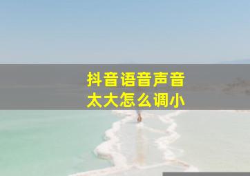 抖音语音声音太大怎么调小