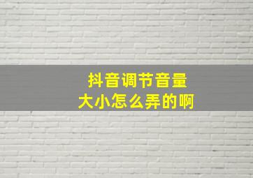 抖音调节音量大小怎么弄的啊