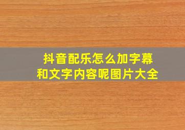 抖音配乐怎么加字幕和文字内容呢图片大全