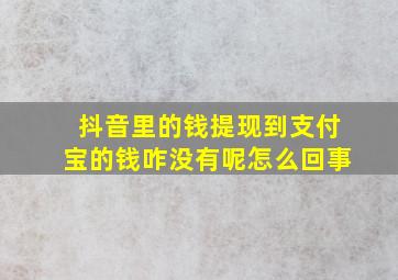 抖音里的钱提现到支付宝的钱咋没有呢怎么回事