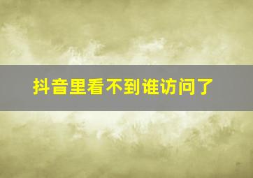 抖音里看不到谁访问了