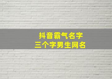 抖音霸气名字三个字男生网名