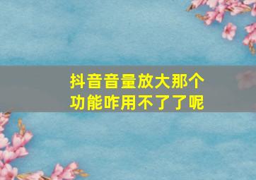 抖音音量放大那个功能咋用不了了呢