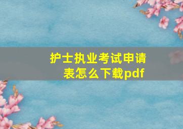 护士执业考试申请表怎么下载pdf