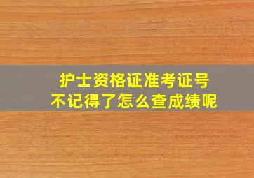 护士资格证准考证号不记得了怎么查成绩呢