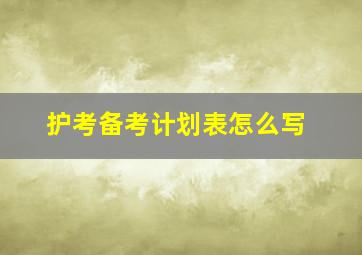 护考备考计划表怎么写