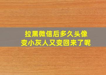 拉黑微信后多久头像变小灰人又变回来了呢