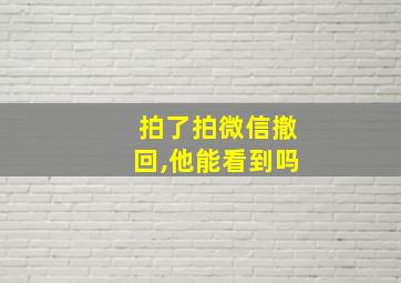 拍了拍微信撤回,他能看到吗