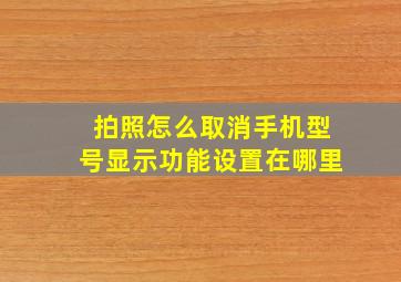 拍照怎么取消手机型号显示功能设置在哪里