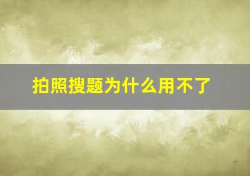 拍照搜题为什么用不了