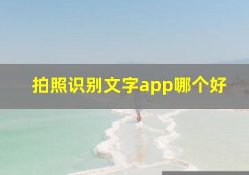 拍照识别文字app哪个好