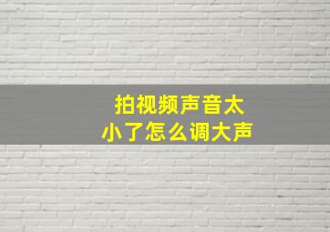 拍视频声音太小了怎么调大声