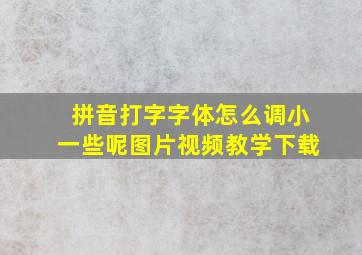 拼音打字字体怎么调小一些呢图片视频教学下载