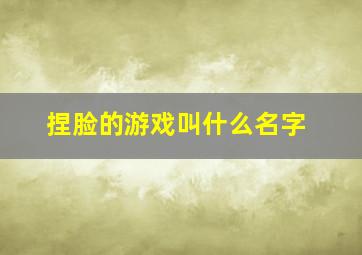 捏脸的游戏叫什么名字