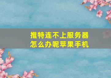 推特连不上服务器怎么办呢苹果手机