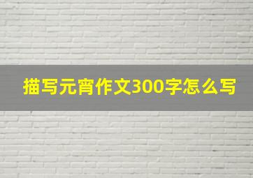 描写元宵作文300字怎么写