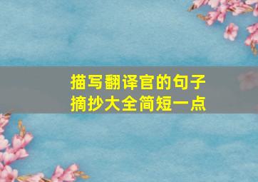 描写翻译官的句子摘抄大全简短一点