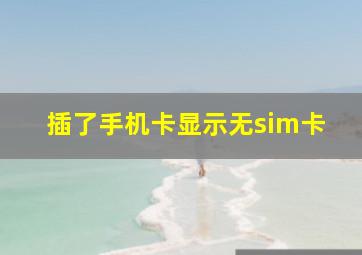 插了手机卡显示无sim卡