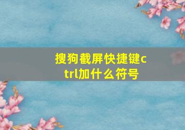 搜狗截屏快捷键ctrl加什么符号