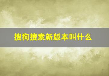 搜狗搜索新版本叫什么